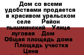 Дом со всеми удобствами продается в красивом уральском селе.. › Район ­ пышминский › Улица ­ луговая › Дом ­ 14 › Общая площадь дома ­ 46 › Площадь участка ­ 15 › Цена ­ 700 000 - Свердловская обл., Пышминский р-н, Четкарино с. Недвижимость » Дома, коттеджи, дачи продажа   . Свердловская обл.